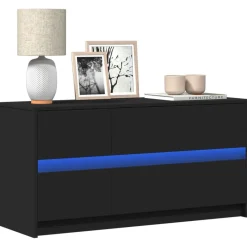 Discount vidaXL Tv-bänk med LEDs 100x34x50 cm konstruerat trä Svart