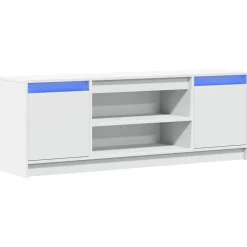 vidaXL Tv-bänk med LEDs vit 139,5x34x50 cm konstruerat trä