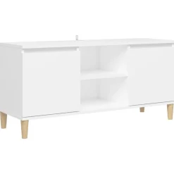vidaXL TV-bänk med massiva ben vit 103,5x35x50 cm