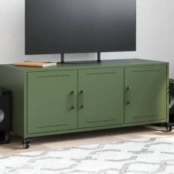 Discount vidaXL Tv-bänk oliv 100,5x39x43,5 cm stål Grön