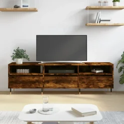 Online vidaXL Tv-bänk 150x30x44,5 cm konstruerat trä Rökfärgad ek