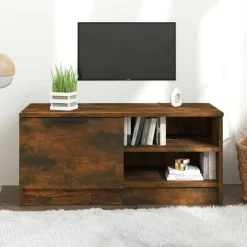 Best vidaXL Tv-bänk 80x35x36,5 cm konstruerat trä Rökfärgad ek