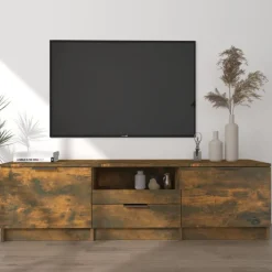 Outlet vidaXL Tv-bänk 140x35x40 cm konstruerat trä Rökfärgad ek
