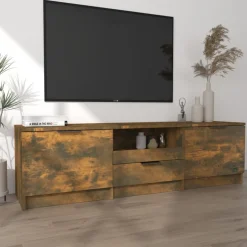 Outlet vidaXL Tv-bänk 140x35x40 cm konstruerat trä Rökfärgad ek