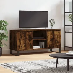 vidaXL Tv-bänk rökfärgad ek 104x35x50 cm konstruerat trä