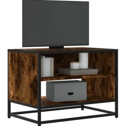 vidaXL Tv-bänk rökfärgad ek 61x40x46 cm konstruerat trä och metall