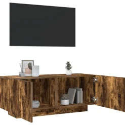 New vidaXL Tv-bänk 100x35x40 cm konstruerat trä Rökfärgad ek