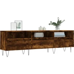 vidaXL Tv-bänk rökfärgad ek 150x30x44,5 cm konstruerat trä