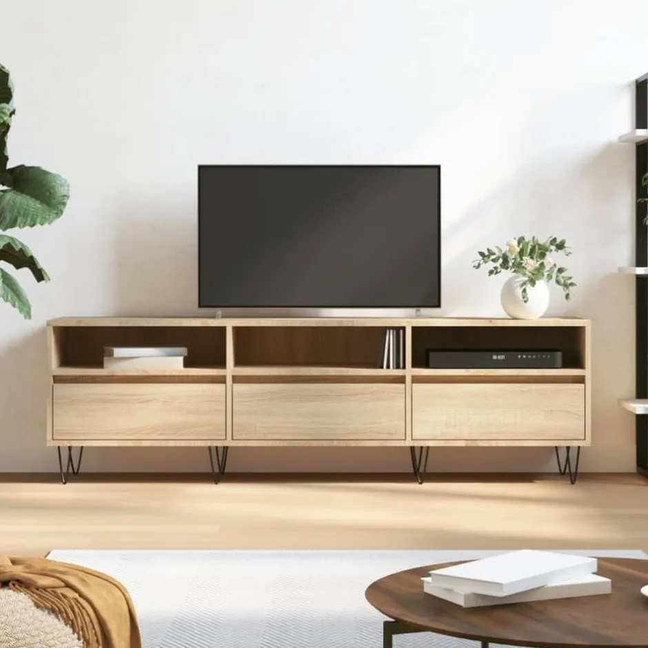 Discount vidaXL Tv-bänk sonoma-ek 150x30x44,5 cm konstruerat trä Sonoma ek