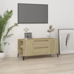 Best vidaXL Tv-bänk sonoma-ek 102x44,5x50 cm konstruerat trä Sonoma ek