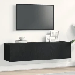 vidaXL TV-bänk svart ek 120x30x30,5 cm konstruerat trä