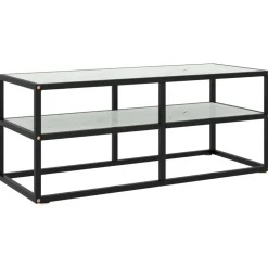 vidaXL Tv-bänk svart med vit marmor glas 100x40x40 cm