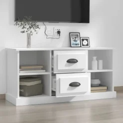 vidaXL Tv-bänk vit 99,5x35,5x48 cm konstruerat trä
