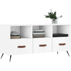 vidaXL Tv-bänk vit 102x36x50 cm konstruerat trä