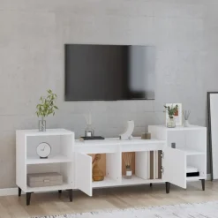 vidaXL Tv-bänk vit 160x35x55 cm konstruerat trä