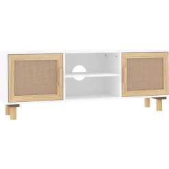 Online vidaXL Tv-bänk 105x30x40 cm massiv furu & naturlig rotting Vit