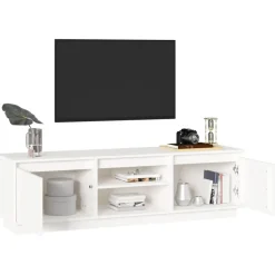 vidaXL Tv-bänk vit 140x35x40 cm massiv furu