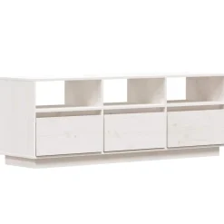 vidaXL Tv-bänk vit 140x37x50 cm massiv furu
