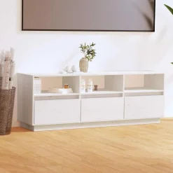 vidaXL Tv-bänk vit 140x37x50 cm massiv furu