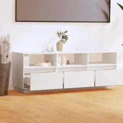 vidaXL Tv-bänk vit 140x37x50 cm massiv furu