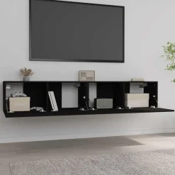 New vidaXL Tv-bänkar 2 st 80x30x30 cm konstruerat trä Svart