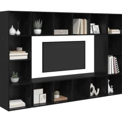 Clearance vidaXL TV-bänkset 4 pcs Svart 37 x 37 x 142,5 cm Konstruerat trä Svart ek