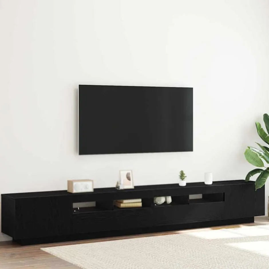 Best vidaXL TV-bänkset 3 pcs Svart 260 x 35 x 40 cm Konstruerat trä Svart ek