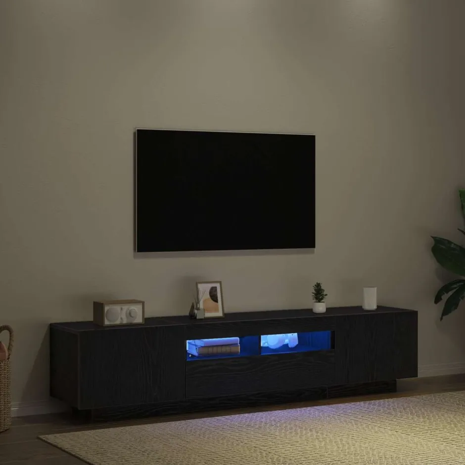 Best vidaXL TV-bänkset 2 pcs Svart 180 x 35 x 40 cm Konstruerat trä Svart ek