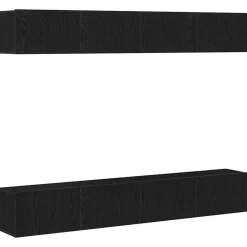 Hot vidaXL TV-bänkset 4 pcs 100 x 30 x 30 cm Konstruerat trä Svart ek