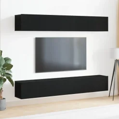 Hot vidaXL TV-bänkset 4 pcs 100 x 30 x 30 cm Konstruerat trä Svart ek