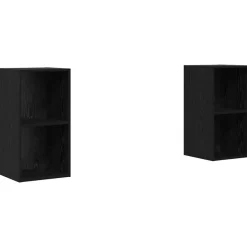 vidaXL TV-bänkset 2 pcs Svart Ek 37 x 37 x 72 cm Konstruerat trä