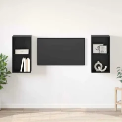 vidaXL TV-bänkset 2 pcs Svart Ek 37 x 37 x 72 cm Konstruerat trä