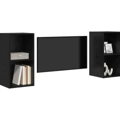 vidaXL TV-bänkset 2 pcs Svart Ek 37 x 37 x 72 cm Konstruerat trä
