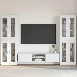 vidaXL TV-bänkset med låda med hylla FLORIN 3 pcs Vit Konstruerat trä