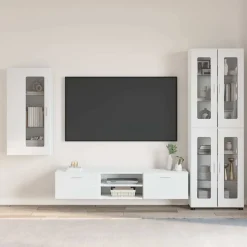 vidaXL TV-bänkset med låda med hylla FLORIN 3 pcs Vit Konstruerat trä