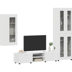 vidaXL TV-bänkset med låda med hylla FLORIN 3 pcs Vit Konstruerat trä