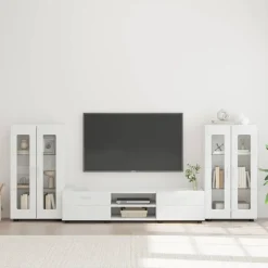 Sale vidaXL TV-bänkset med låda med hylla FLORIN 3 pcs Konstruerat trä Vit