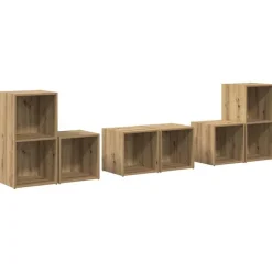 Online vidaXL TV-bänkset Väggmonterad 6 pcs Konstruerat trä artisan ek