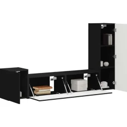 Sale vidaXL TV-bänkset Väggmonterad 4 pcs Konstruerat trä Svart
