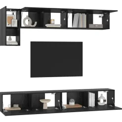 Outlet vidaXL TV-bänkset Väggmonterad 5 pcs Konstruerat trä Svart ek