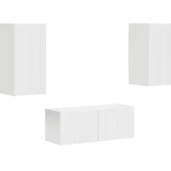 vidaXL TV-bänkset Väggmonterad 2 pcs Vit Konstruerat trä