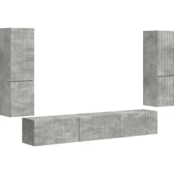 vidaXL TV-bänkset Väggmonterad 4 pcs Betonggrå Konstruerat trä