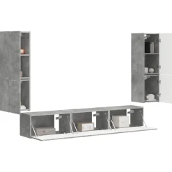 vidaXL TV-bänkset Väggmonterad 4 pcs Betonggrå Konstruerat trä