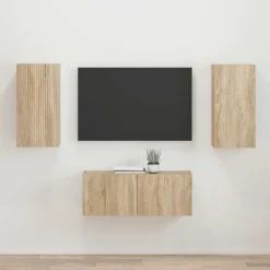 Discount vidaXL TV-bänkset Väggmonterad 2 pcs Sonoma-ek Konstruerat trä Sonoma ek