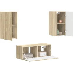 Discount vidaXL TV-bänkset Väggmonterad 2 pcs Sonoma-ek Konstruerat trä Sonoma ek