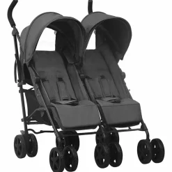 New vidaXL Tvillingvagn stål Antracit