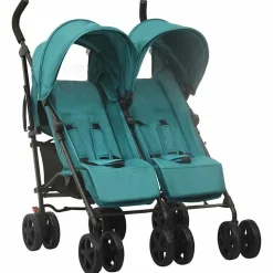 Best vidaXL Tvillingvagn stål Grön