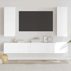 Discount vidaXL Tv-skåp 5 delar konstruerat trä Vit