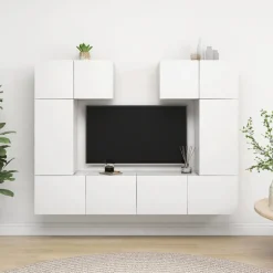 Clearance vidaXL Tv-skåp 6 delar konstruerat trä Vit