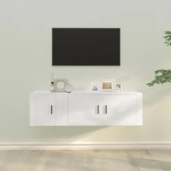 vidaXL TV-skåp 2 delar vit konstruerat trä